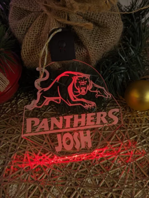 Penrith Panthers  Personalised Name Christmas Bauble LED Light Up Decoration 3