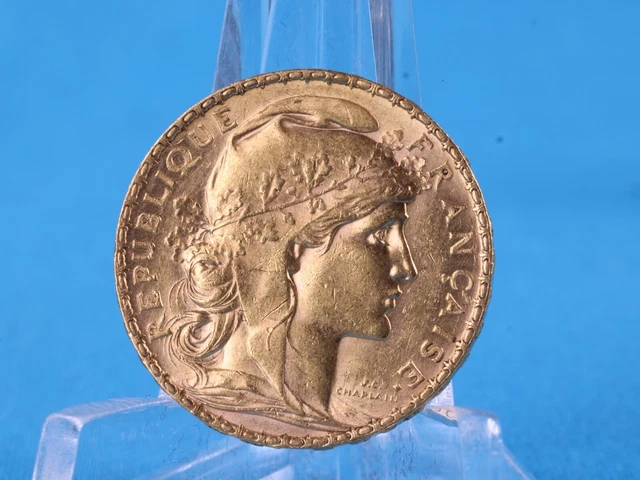 France 20 francs 1909 Marianne Hahn Coq * 6.45 grams - 900 gold * ss +