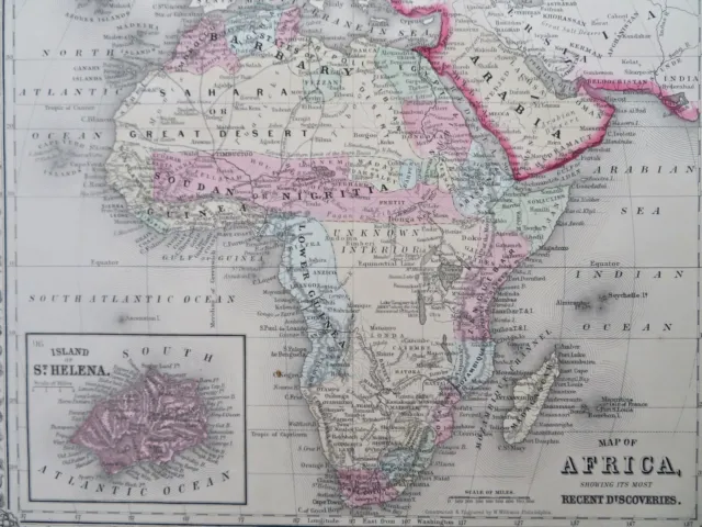 Africa continent with Unknown Interior 1872 Mitchell map