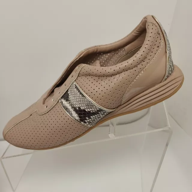 Cole Haan $170 Bria Grand Perforated Nude Beige Leather Sneaker Snake Size 5.5 B