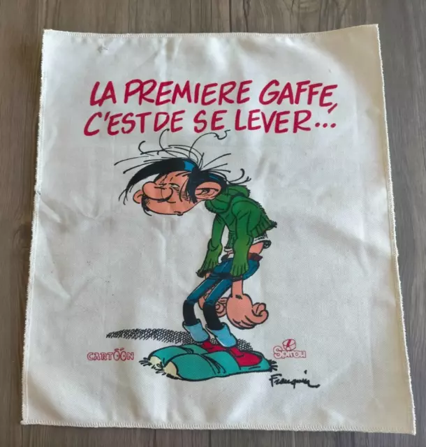 pièce unique tissus GASTON LAGAFFE FRANQUIN spirou LA 1 GAFFE C'EST DE SE LEVER