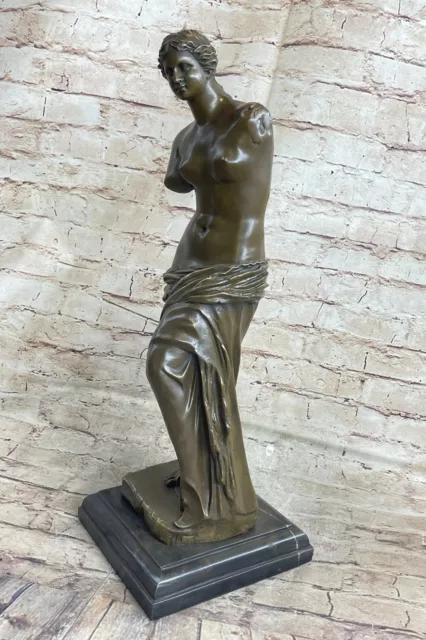 Extra Grande Venus De Milo Por Valli Genuino Bronce Macizo Escultura Nude Figura