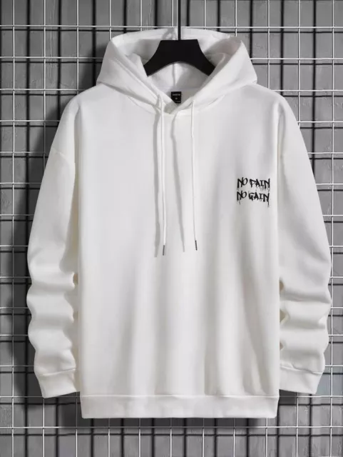 felpa uomo con cappuccio, grafica slogan con coulisse foderato termico