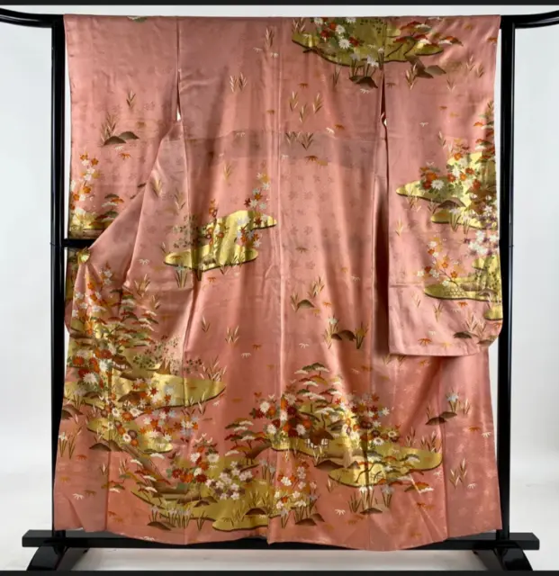 Furisode only☆ Vintage Japanese Wedding Kimono Silk Pink Robe KimonoDress