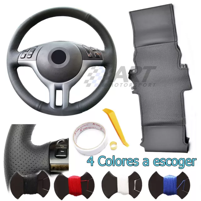 Funda de volante a medida para Bmw E46 Compact cuero negro liso + perforado