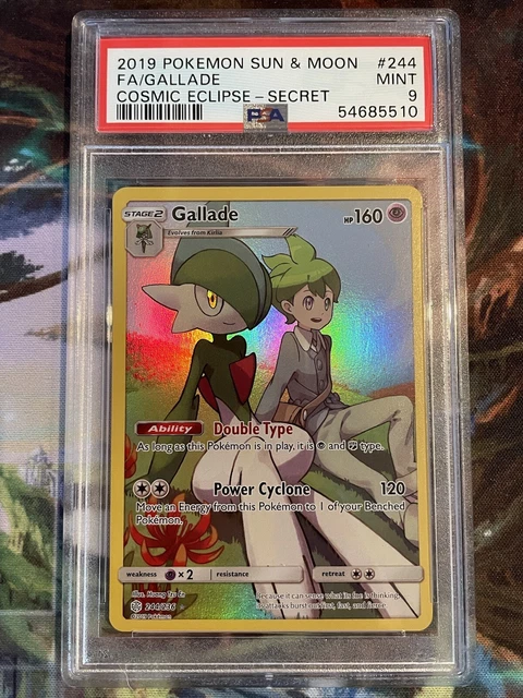 Pokemon 2019 Sun & Moon Cosmic Eclipse Gallade Full Art #244 Secret Rare PSA 9