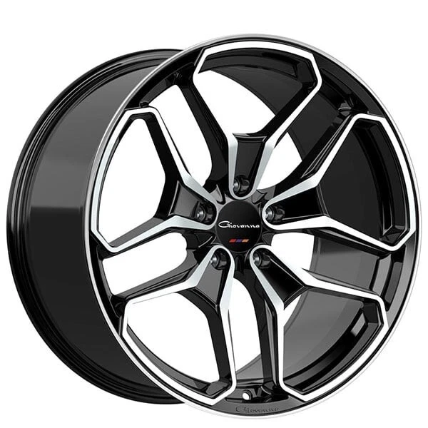 20" Staggered Giovanna Wheels Huraneo Gloss Black with Machined Face Rims