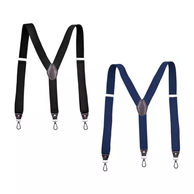 Fashion Men's Suspenders 3 Hooks Solid Color Unisex Back Heavy Duty Belt for