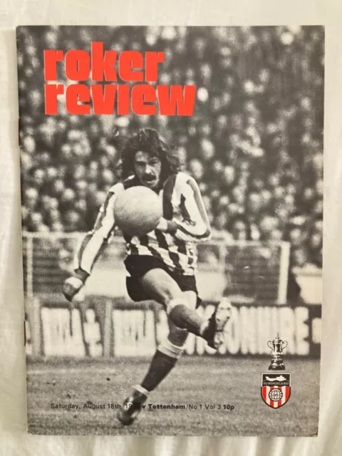 Sunderland v Tottenham Hotspur Football Programme Pre Season Friendly Aug 1973