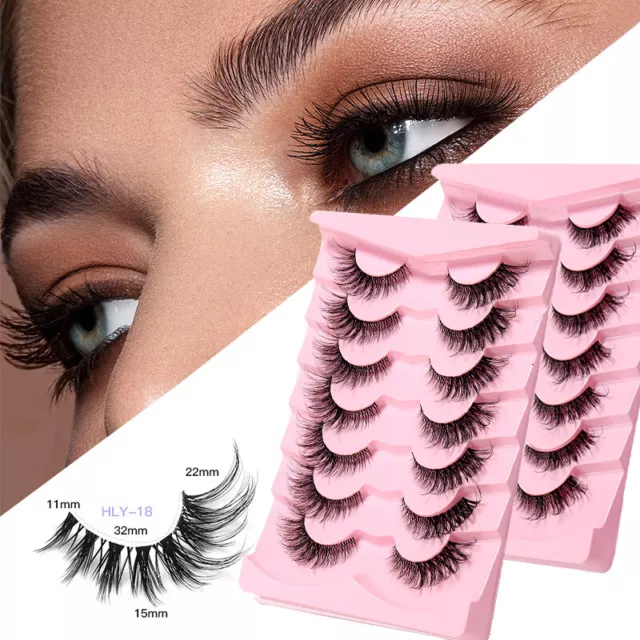 7 Paires De Cils Manga Lashes 3D Clear Band Faux Mink Lashes Natural Cat Eye 《