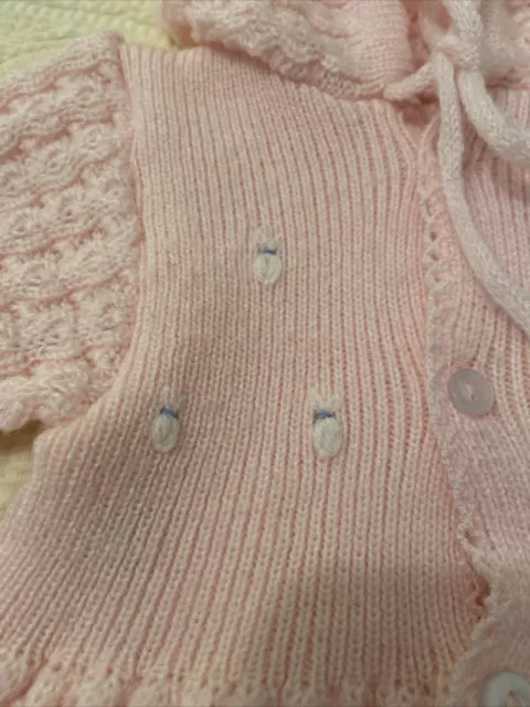 Vintage Suzanne Gibson Pink Knit Baby Bunting Sack 3/6 Months  BEAUTIFUL SOFT 3