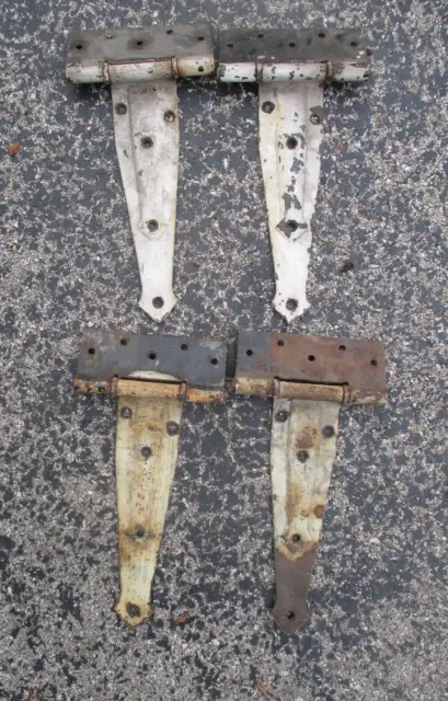 Lot of 4 Antique Primitive Barn Strap Tee Hinges Architectural Salvage 12" x 7"