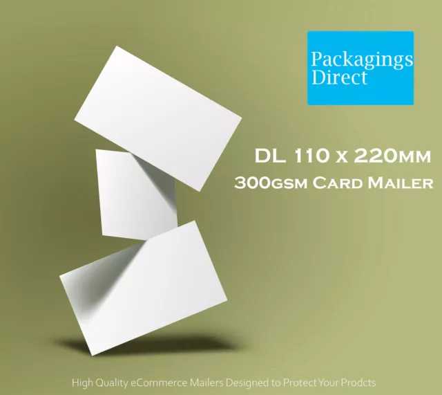 500x Card Mailer DL 220 x 110mm 300GSM Envelope Tough Bag Replacement
