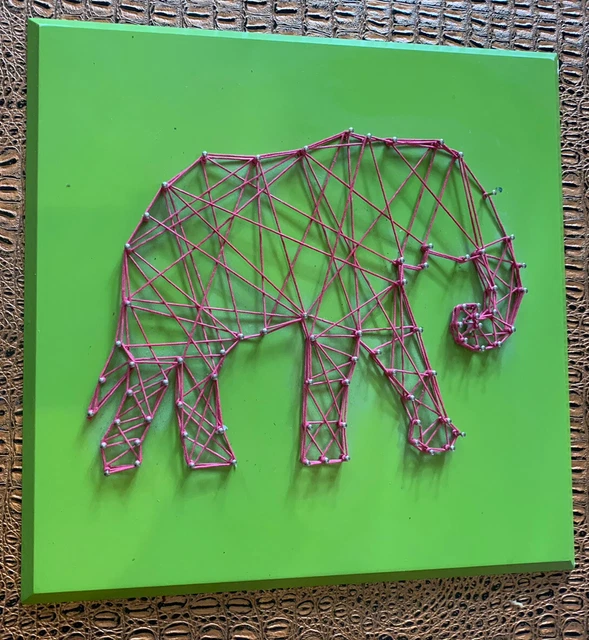 Geometric Elephant Pin Design, Pink & Green