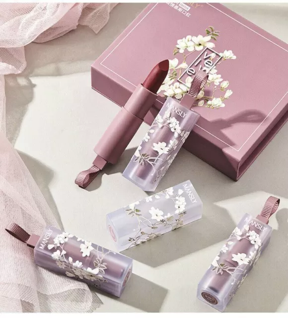 MANSLY Soft Matte Cosmetics 4 Pcs Lipstick Set Box Make Up Long Lasting Velvet 2