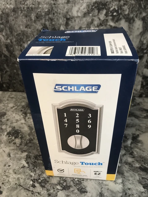 Nuevo Schlage BE375 V CAM 619 Pantalla Táctil Camelot Rayo Satinado Níquel Sin Llave