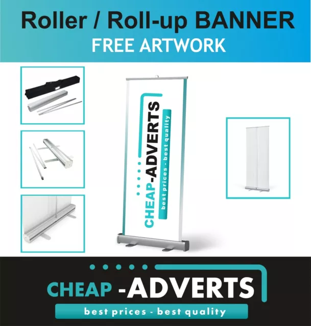 Roller Banner with Printed Artworks - Pop/Roll/Pull up Display Stand 85-200cm