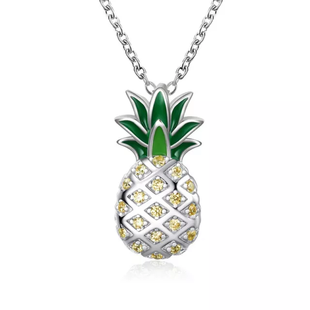 New Fashion Women Bling Rhinestone Color Pineapple Crystal Pendant Necklace