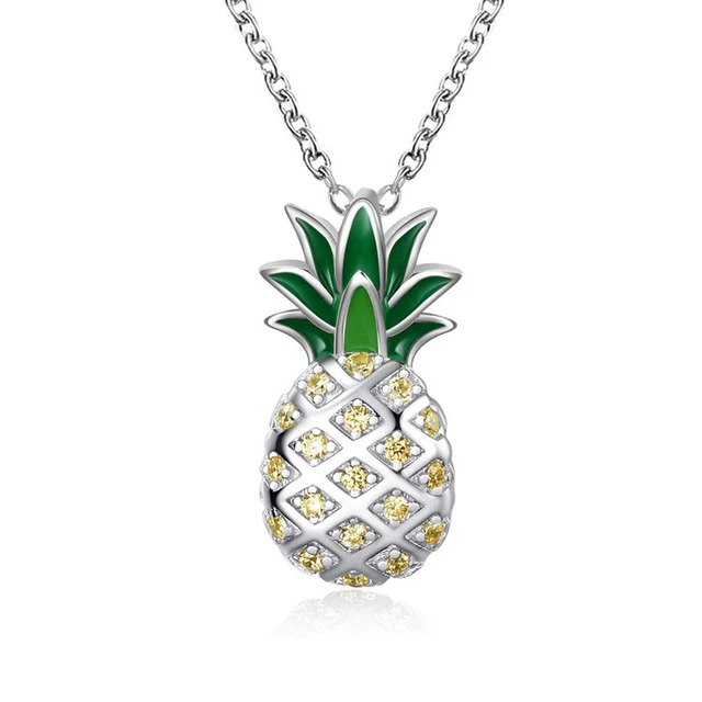 New Fashion Women Bling Rhinestone Color Pineapple Crystal Pendant Necklace