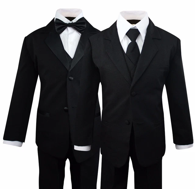 Boys Kids Children Formal Dress Black Suit Tuxedo Toddler 2T-14 Choose Style