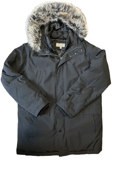 $375 Michael Kors Men's Black Hooded Down Parka Bib Snorkel Coat Jacket Size L