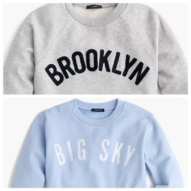 J.Crew Women’s Brooklyn AND Big Sky Sweatshirts Grey Blue Crewneck Size Large