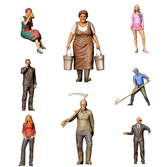 Lot De 50 Figurines Miniatures 1:32 – Personnages Assis Et Debout – Peintes à La Main – Pour Dioramas, Trains Miniatures, Maquettes