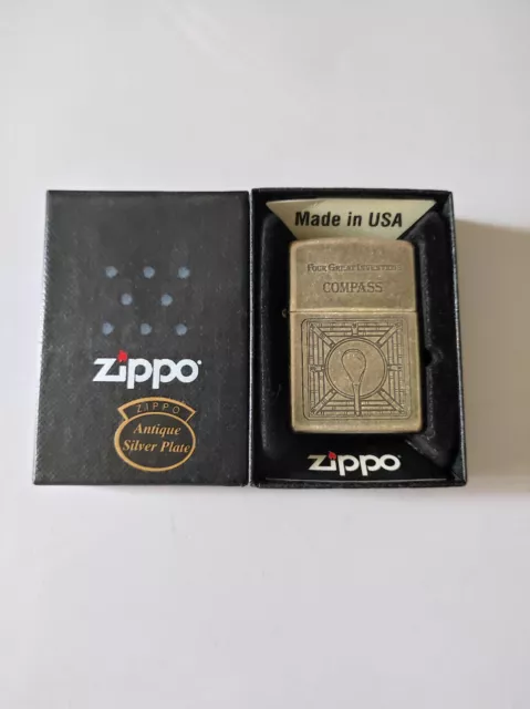 Zippo 325473 Antique Silver Plate Lighter Case - No Inside Guts Insert
