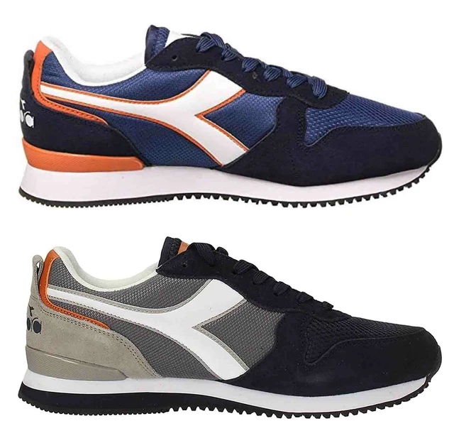 Diadora OLYMPIA Chaussures de Sport Homme Casual Baskets Cuir en Daim Tissu Bleu