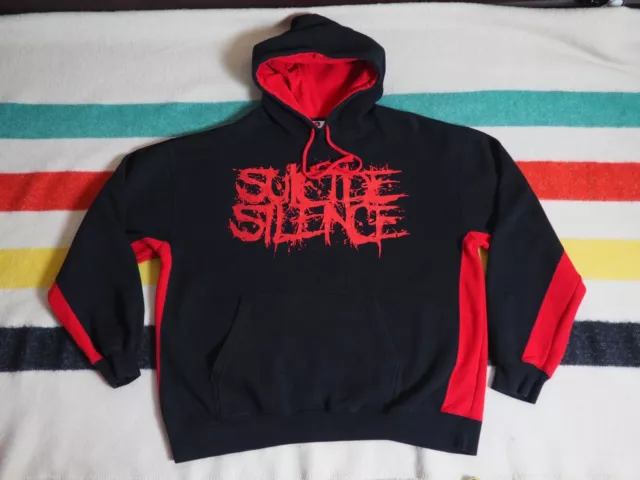 VTG Y2k 2000s Suicide Silence Metal Emo Goth Red Black Band Hoodie Sweatshirt 2X