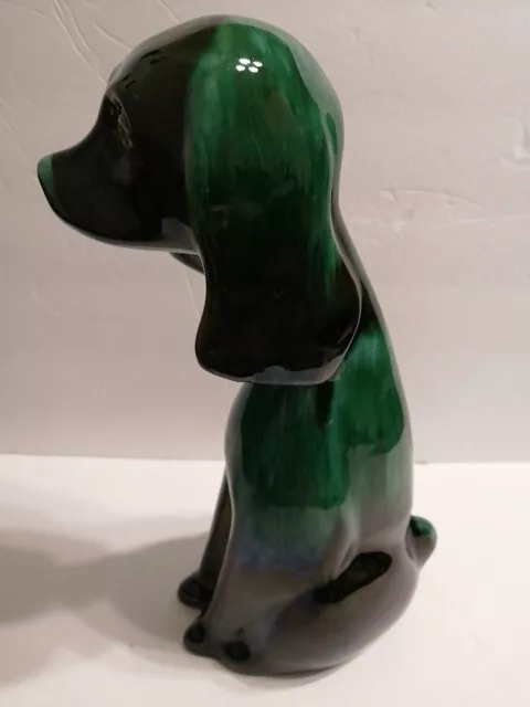 Vintage Blue Mountain Pottery Large Green Black Dog Figurine 14" 2