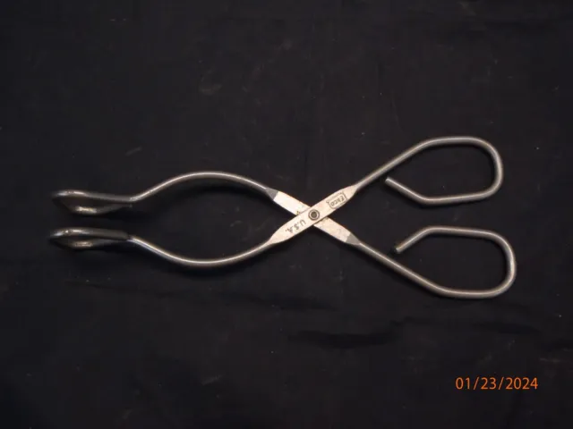 Vintage EKCO Kitchen Tongs Hot Dog Grippers Scissor Type USA 8”