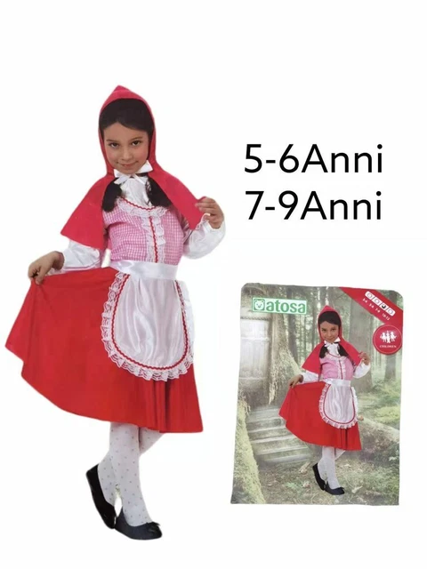 Costume Vestito Cappuccetto Rosso Bambini Bambine Festa Carnevale Halloween bal