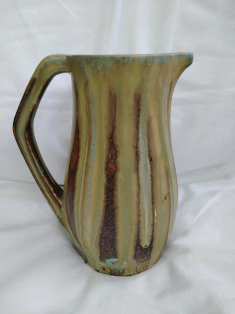 Pichet Céramique Vert/gris Signé DENBAC - Saint Clement - Années 70 - Vintage France