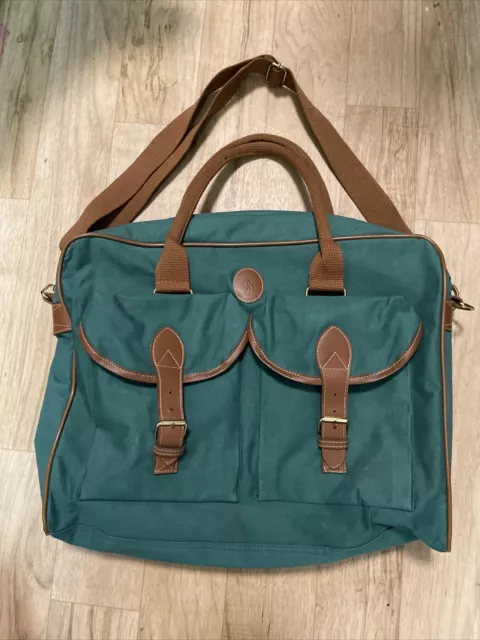 Polo Ralph Lauren Overnight Duffle Bag Green Brown Canvas Luggage