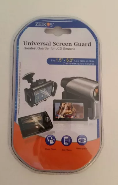 Screen Guard Universal 1.5-5.0 LCD screens 3 screen guards 3"×5" card Zeikos New