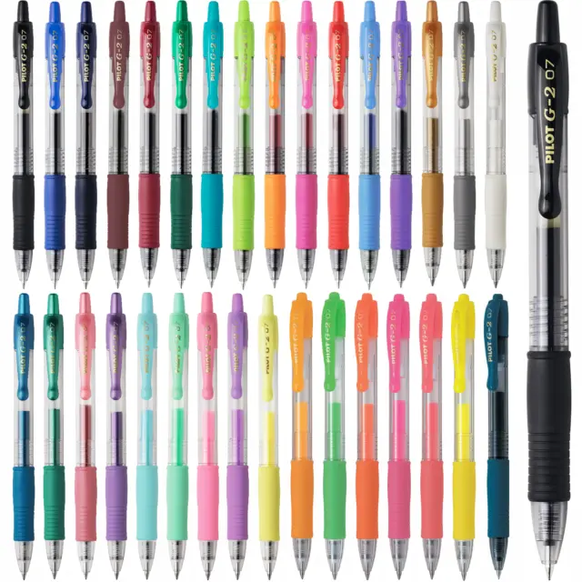 Pilot G2 07 Retractable Gel Ink Rollerball Pen 0.7mm Colour Metallic Neon Pastel