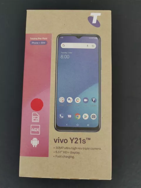 Brand New Telstra Vivo Y21S 6.5” 4 Ram Midnight Blue 50mp Cam Sealed