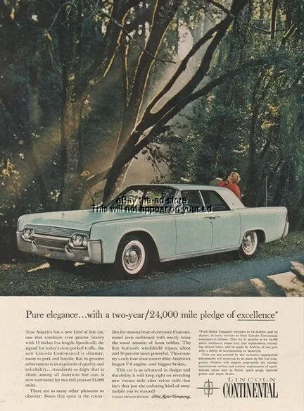 1961 Blue Haze Lincoln Continental Classic 1960s Car Photo Pure Elegance Ad
