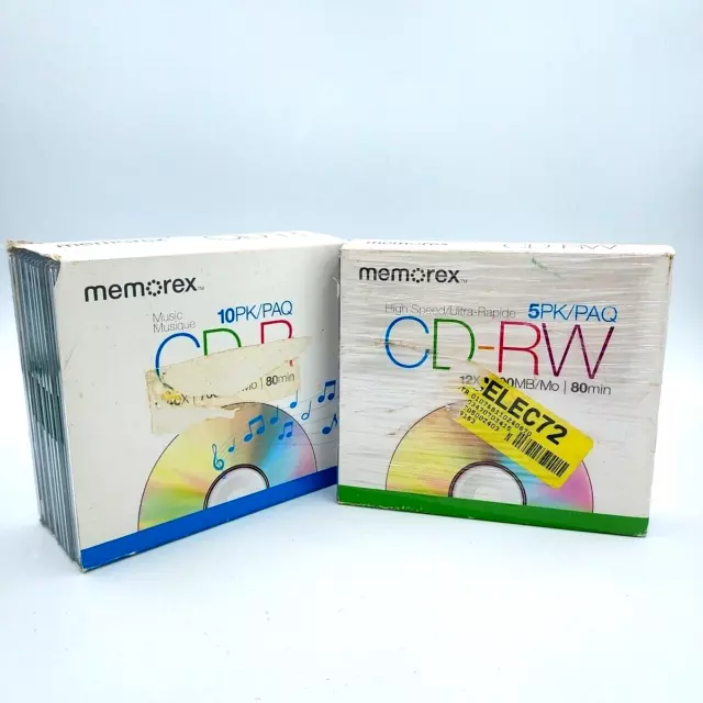 Memorex 10 pack CD-R NEW 80min 40X Music Thin Cases with 5 CD-RW 80 min