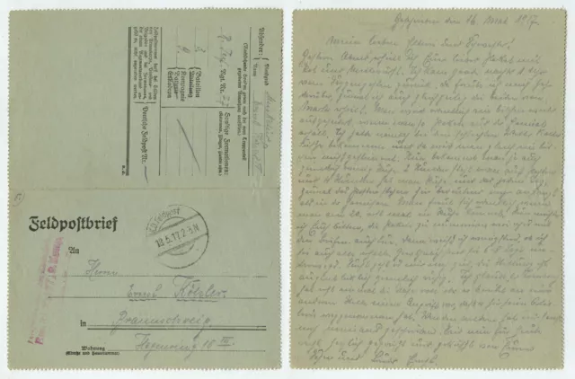 97603 - Feldpostbrief - 13.5.1917 nach Braunschweig