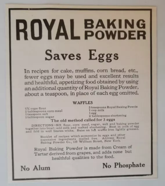 WWI Royal Baking Powder Saves Eggs Rationing Original Ad The Survey 1917 4.5x5"