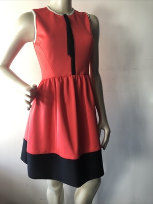 KATE SPADE NWOT Pink black color block scuba Fit & Flare dress sz 0 Bin-F