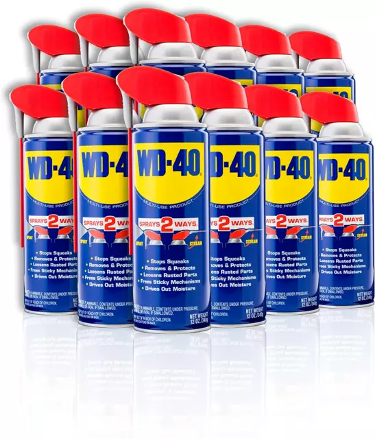 WD-40 Multi-Use Product with Smart Straw Sprays 2 Ways,12 OZ 12-Pack