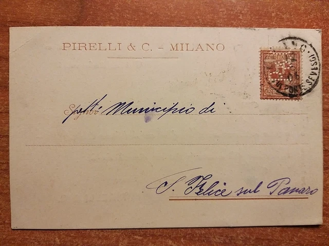 Pirelli & C. - Milano - Cartolina affrancata con francobollo Perfin.