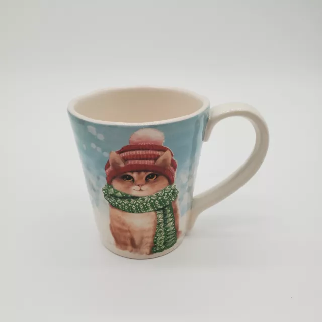 Pier 1 Ironstone Winter Kitty Mug with Scarf and Hat