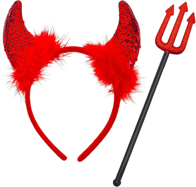 RED DEVIL HORNS HEADBAND Halloween Ladies Girls Fancy Dress Accessory UK £3.99 - UK