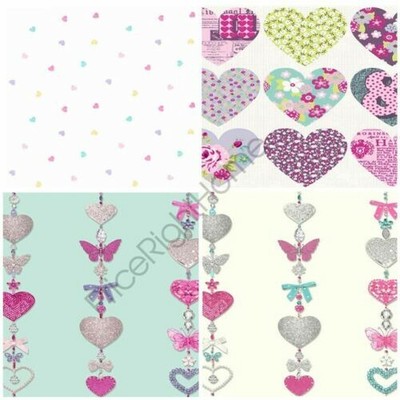 Arthouse Cuore Fantasia Carta Da Camera Letto Bambina Rosa Vari Disegni Disponibili Nuovo 