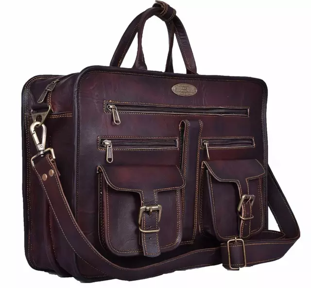 Homme Femmes Portable Messager Bureau Mallette Cuir Bandoulière Décontracté Main