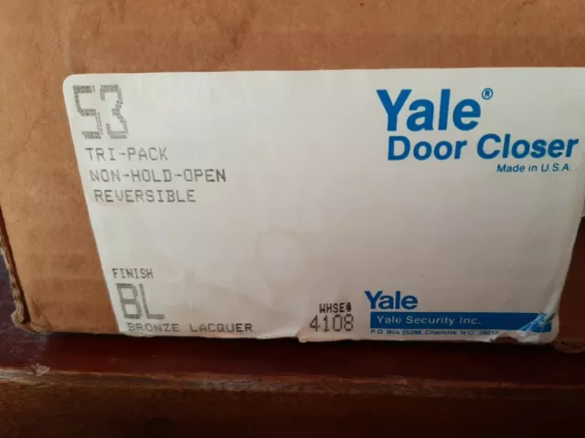 NOS Yale Tri-Pack Non-Hold-Open Reversible Bronze Lacquer Finish Door Closer 53 3
